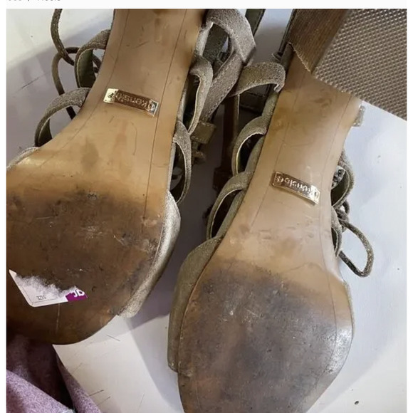 Kensie Shoes Womens Size 8.5 Suede Block Heel Sandals Strappy Lace Up Gladiator‎ - Picture 7 of 10